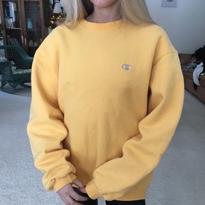 light yellow champion crew neck sweatshirt